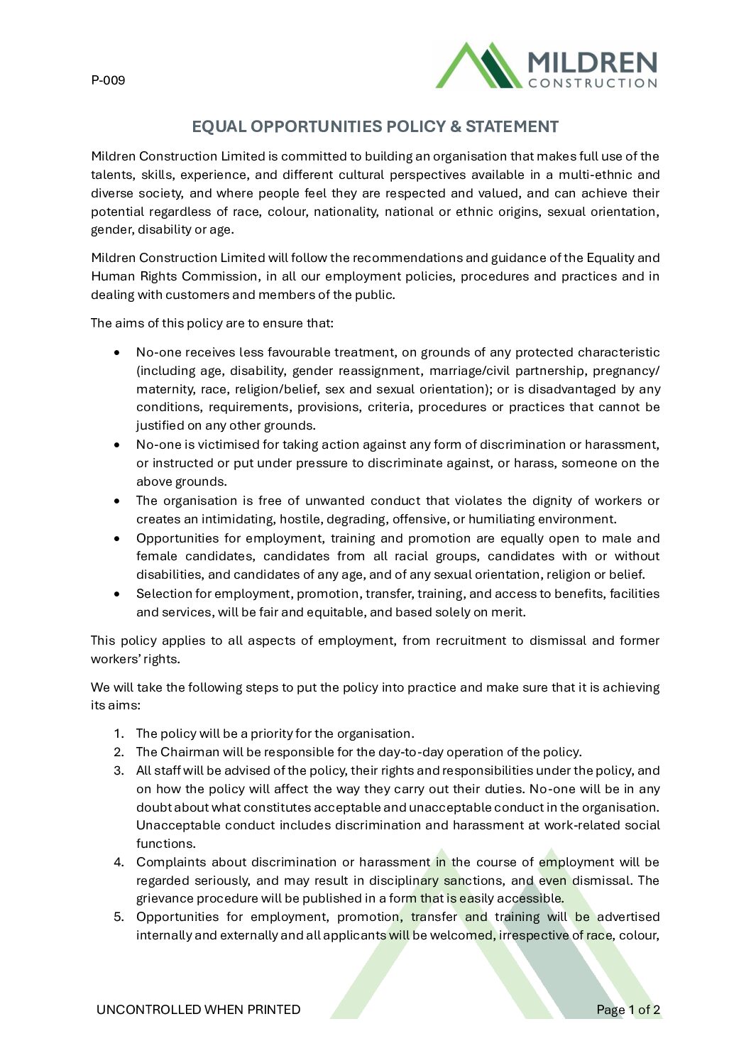 Equal Opportunities Policy & Statement